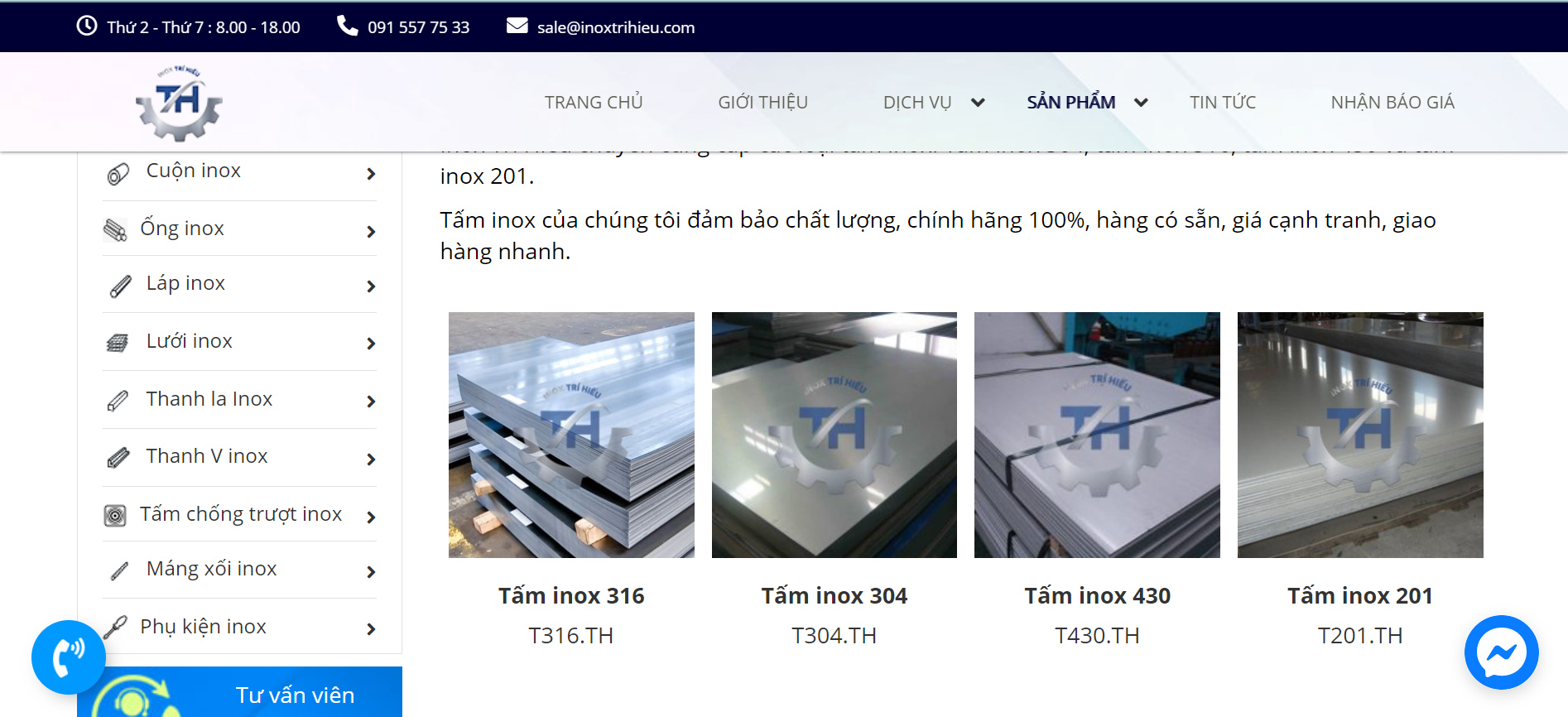 sản phẩm tấm inox của Trí Hiếu